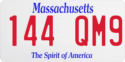 MA license plate 144QM9