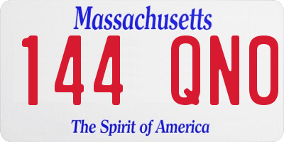 MA license plate 144QN0