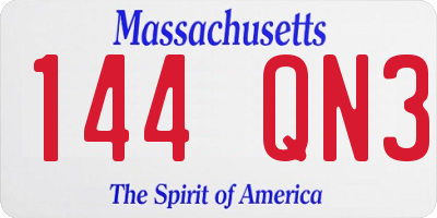 MA license plate 144QN3