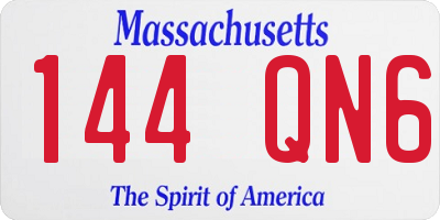 MA license plate 144QN6