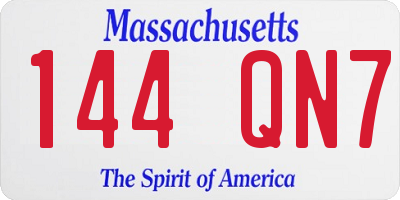 MA license plate 144QN7