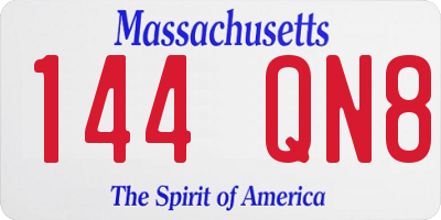 MA license plate 144QN8