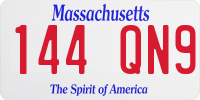 MA license plate 144QN9