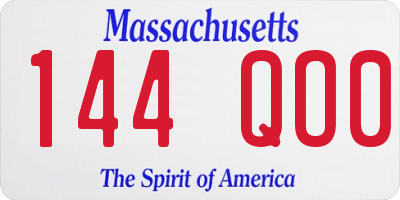 MA license plate 144QO0
