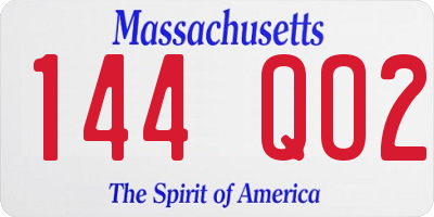 MA license plate 144QO2