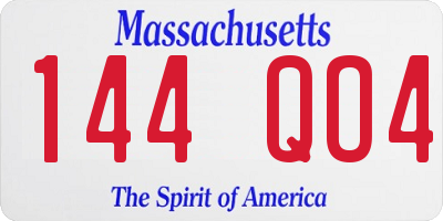 MA license plate 144QO4