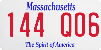 MA license plate 144QO6