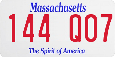 MA license plate 144QO7
