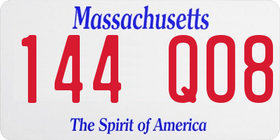 MA license plate 144QO8