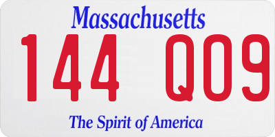 MA license plate 144QO9