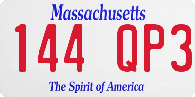 MA license plate 144QP3