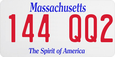 MA license plate 144QQ2