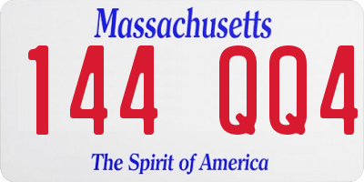 MA license plate 144QQ4