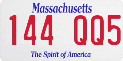 MA license plate 144QQ5
