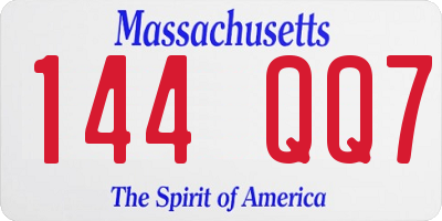 MA license plate 144QQ7