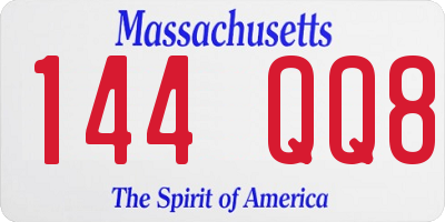 MA license plate 144QQ8