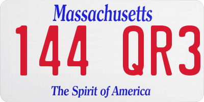MA license plate 144QR3