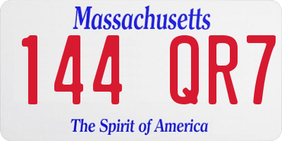 MA license plate 144QR7