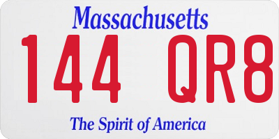 MA license plate 144QR8