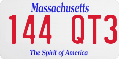 MA license plate 144QT3