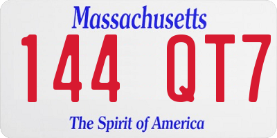 MA license plate 144QT7
