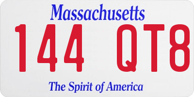 MA license plate 144QT8