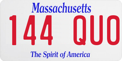 MA license plate 144QU0