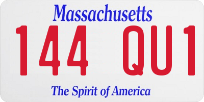 MA license plate 144QU1
