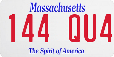 MA license plate 144QU4
