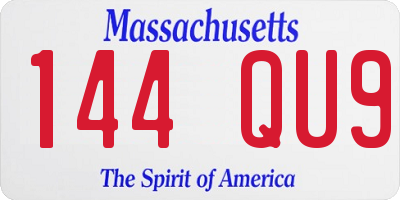 MA license plate 144QU9