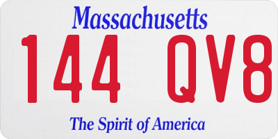 MA license plate 144QV8