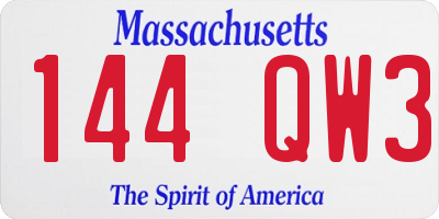 MA license plate 144QW3