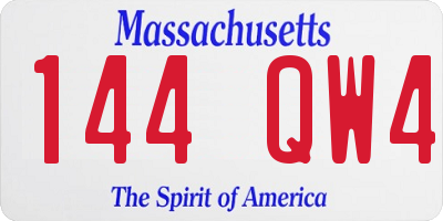 MA license plate 144QW4