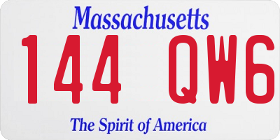 MA license plate 144QW6