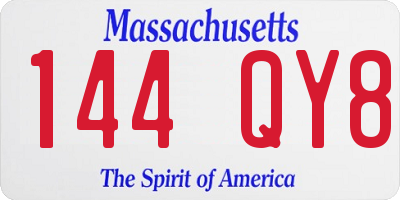 MA license plate 144QY8