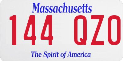 MA license plate 144QZ0