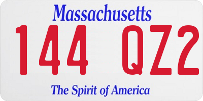 MA license plate 144QZ2