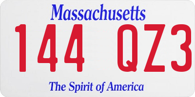 MA license plate 144QZ3