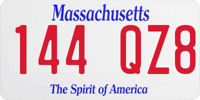MA license plate 144QZ8