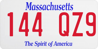 MA license plate 144QZ9