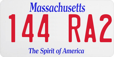 MA license plate 144RA2