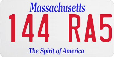 MA license plate 144RA5