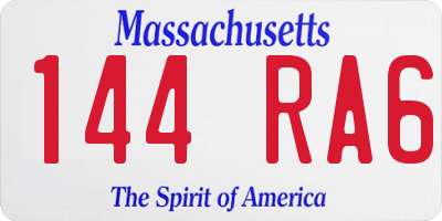 MA license plate 144RA6