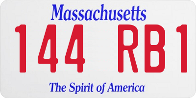 MA license plate 144RB1