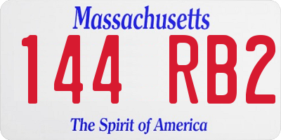 MA license plate 144RB2