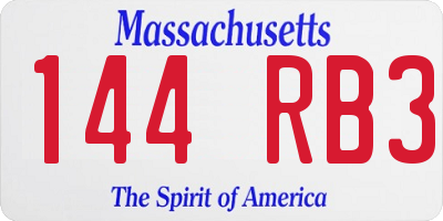 MA license plate 144RB3