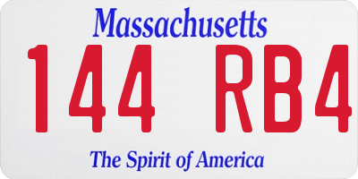 MA license plate 144RB4