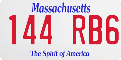 MA license plate 144RB6
