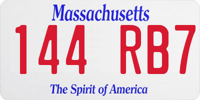 MA license plate 144RB7
