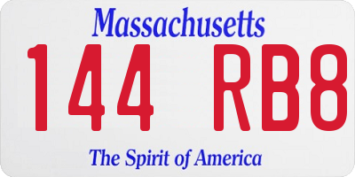 MA license plate 144RB8